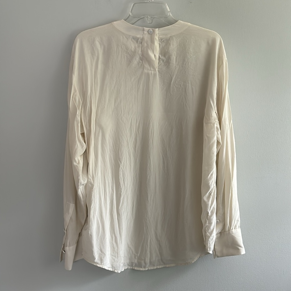 Equipment cream sheer long-sleeve 100% silk top - Picture 5 of 8